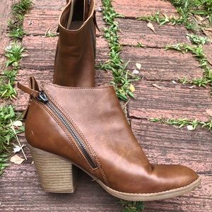 Brown faux leather booties